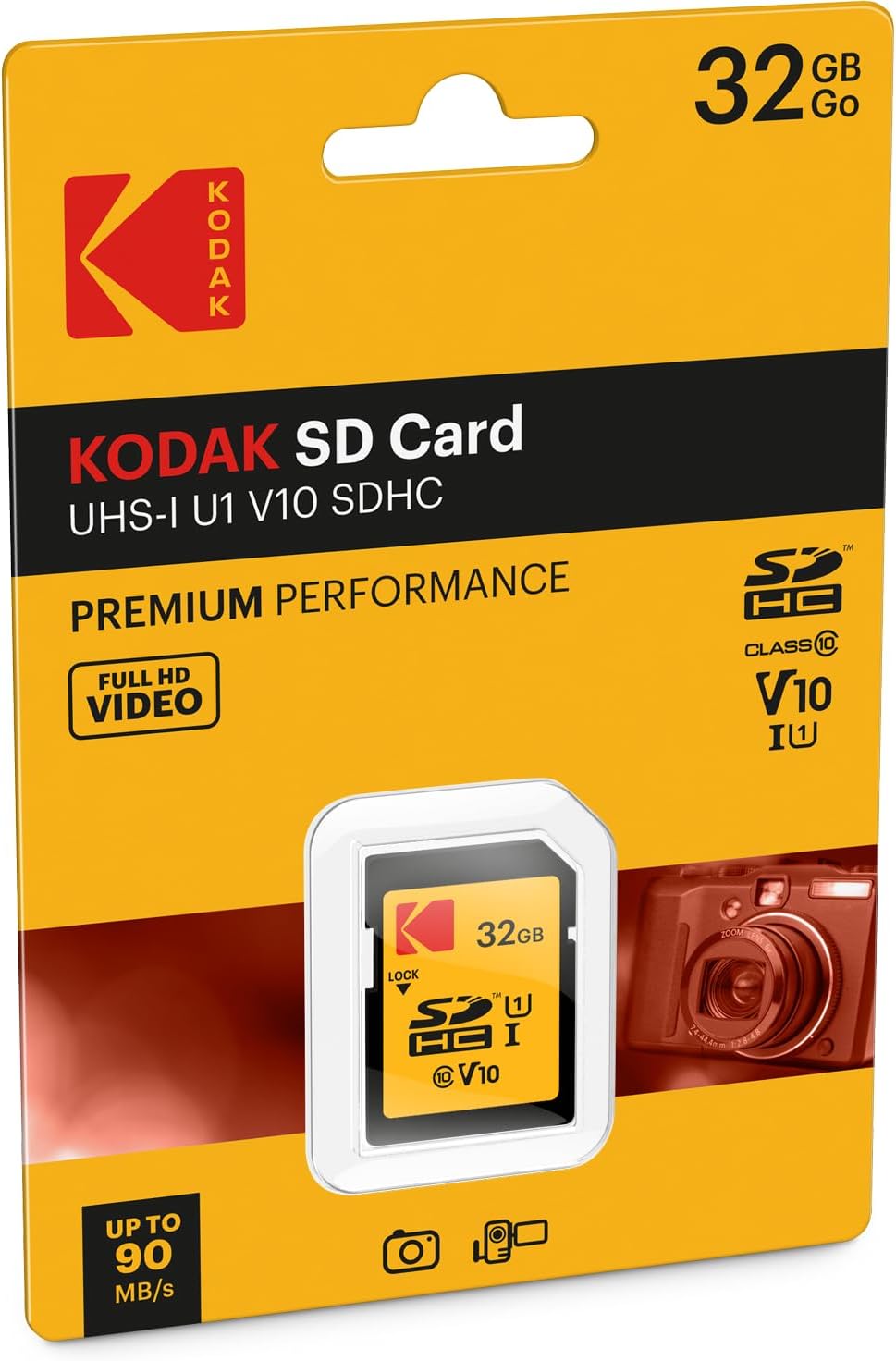 Kodak 32GB 10-Pack SDHC Card, UHS-I U1 V10 Premium, up to 85MB/s Read Speed, for Full HD Video and High-Resolution Pictures, Compatible with SDHC Standard (10-Pack)