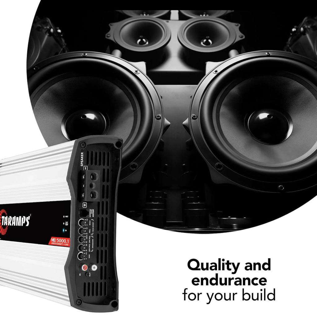 Taramps MD 5000.1 4 Ohms Stable, Car Audio Amplifier – 5000 Watts RMS Mono, Class D Mosfet Full Range, High Power Bass Boost Monoblock for Car Subwoofers, Speakers & Sound Systems