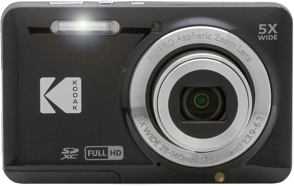 KODAK PIXPRO FZ55 Digital Camera Bundle, Includes: SanDisk 64GB SDXC Memory Card, SD Card Reader Compatible with Computers and Smartphones and Memory Card Wallet (4 Items) (Black)