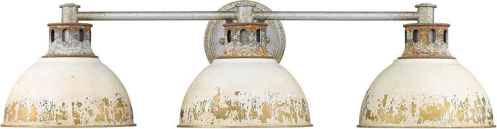 Kinsley 3 Light Bath Vanity Aged Galvanized Steel with Antique Ivory