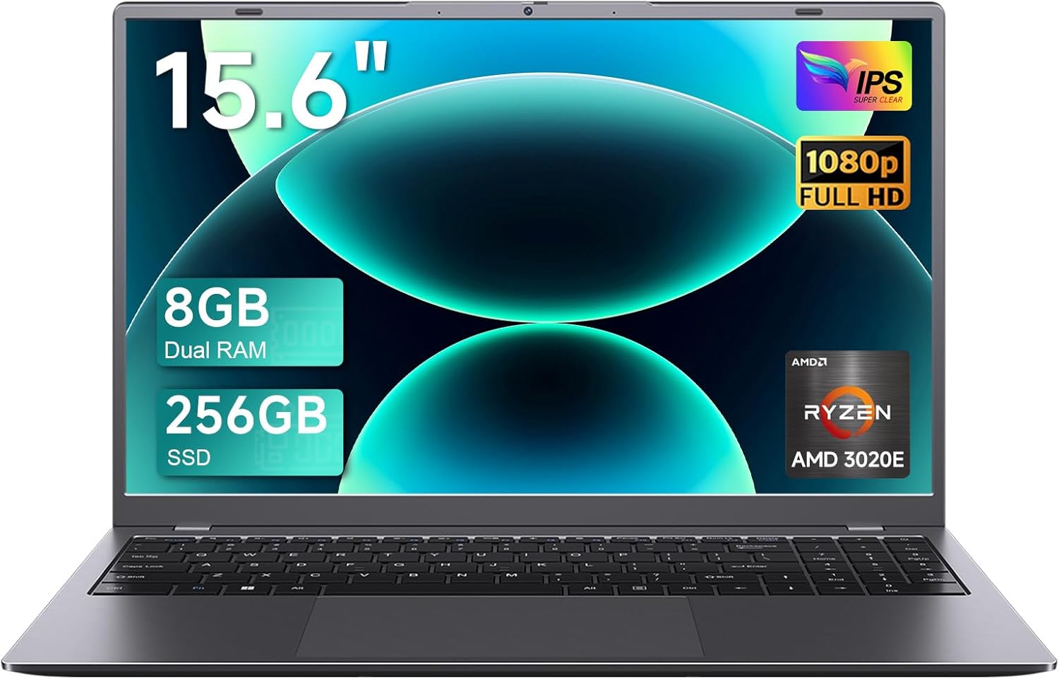 15.6 inch Laptop Computer, AMD 3020e Processor Up to 2.6GHz, 8GB RAM 256GB SSD, FHD IPS Display, Reliable Laptop with Type C, USB 3.2, HDMI, WiFi 5, Lightweight Laptop for Business & Students