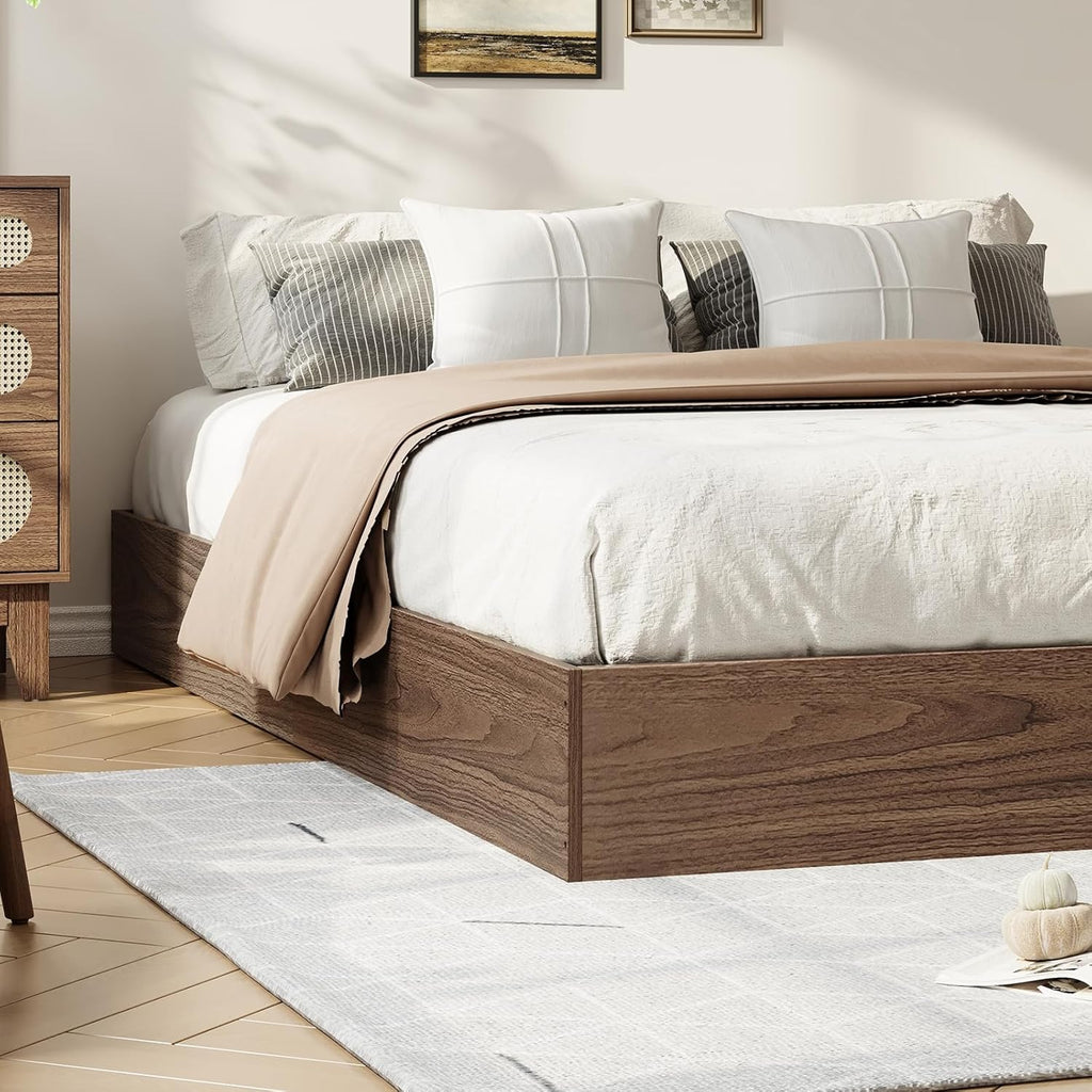 GarveeHome Queen Size Wood Platform Bed Frame,Wooden Bed Frame Without Headboard, Wood Slat Support,No Box Spring Needed, Easy Assembly