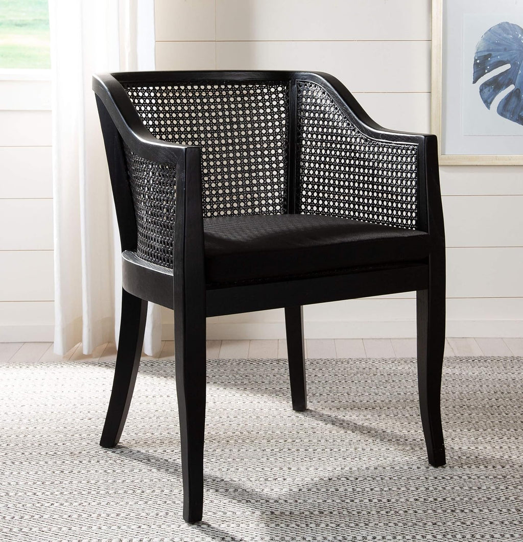 SAFAVIEH Furniture - Rina Cane Dining Chair - 17.1" Seat Height - Black - Rattan - Coastal Cane Design - Ideal for Dining Room, Kitchen - Fully Assembled (DCH9501C)
