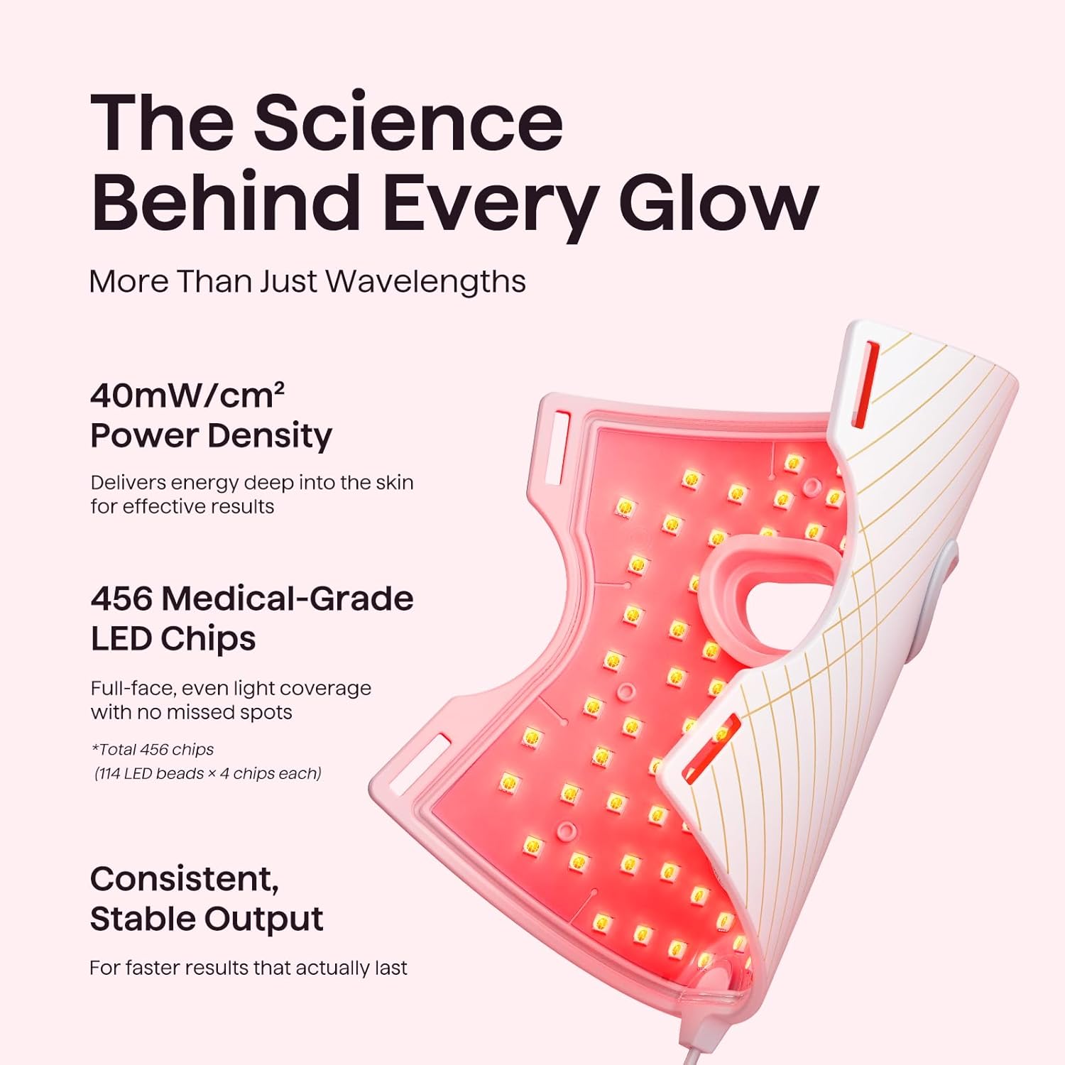 wavytalk Red Light Therapy Mask for Face, Glow Time LED Face Mask Light Therapy for Anti-Fine Line, Acne Treatment and Skin Rejuvenation with Red, Near-Infrared Light, Blue & Amber Light Therapy White