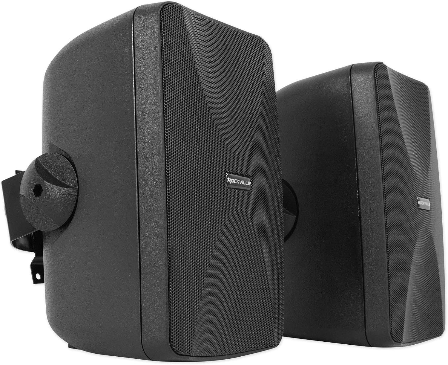 Rockville WET-7020B Black 5.25" 70V IPX55 Indoor/Outdoor Wall Speakers with 4-Way Swivel Brackets, Built-in Transformer tap Switch, Waterproof ABS & Aluminum Grill, for Multi-Room Home Audio, 4-Pairs