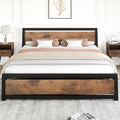 IDEALHOUSE King Size Bed Frame with Wooden Headboard and Footboard, Industrial King Bed Platform No Box Spring Needed, 14 Inch Easy Assemble Mattress Bedframe