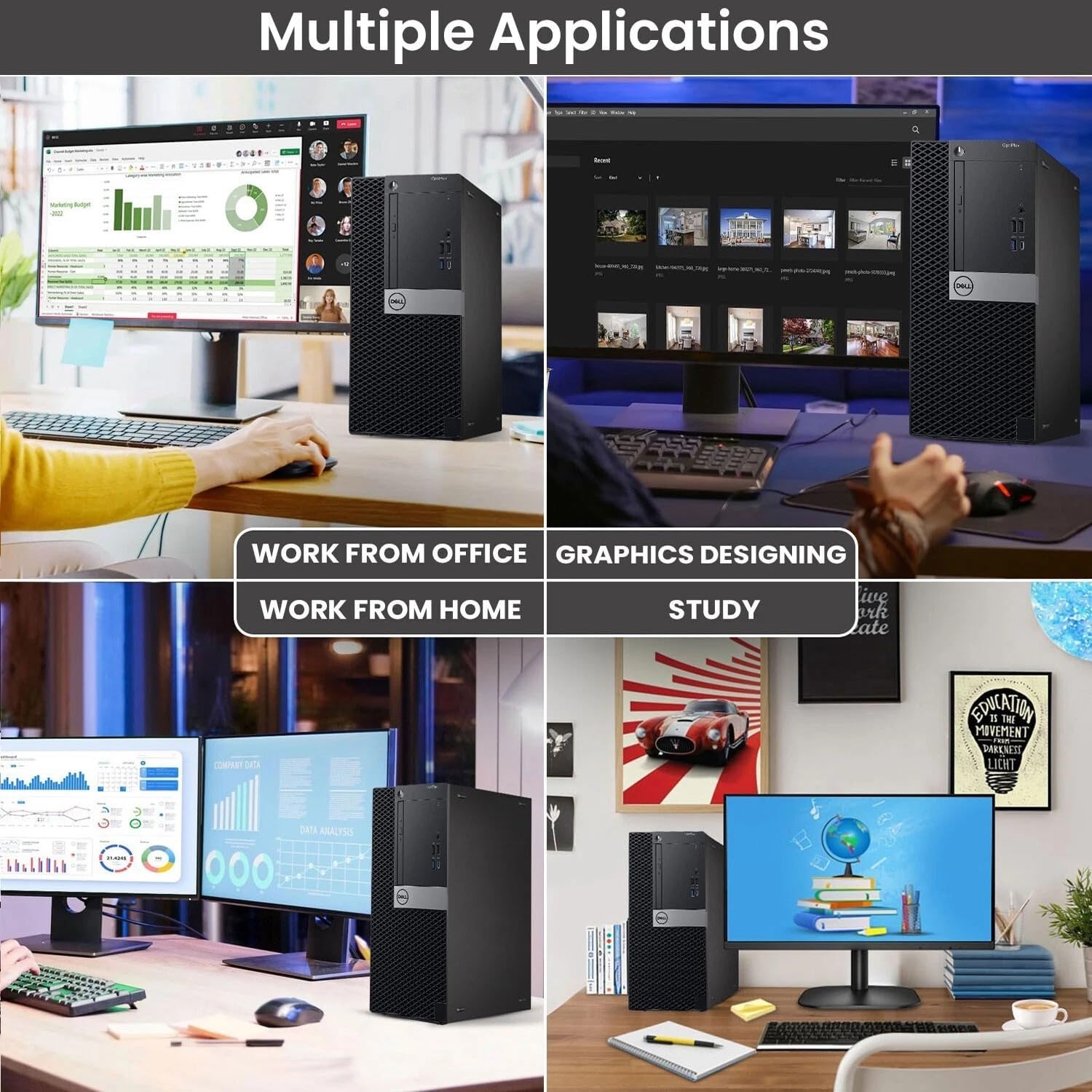 Dell Tower Desktop PC – Intel Core i7-7700 7th Gen Processor – 16GB DDR4 RAM – 512GB SSD – Keyboard & Mouse – Wi-Fi – Office, Home, Business Desktop Computer Windows 11 Pro (Renewed)