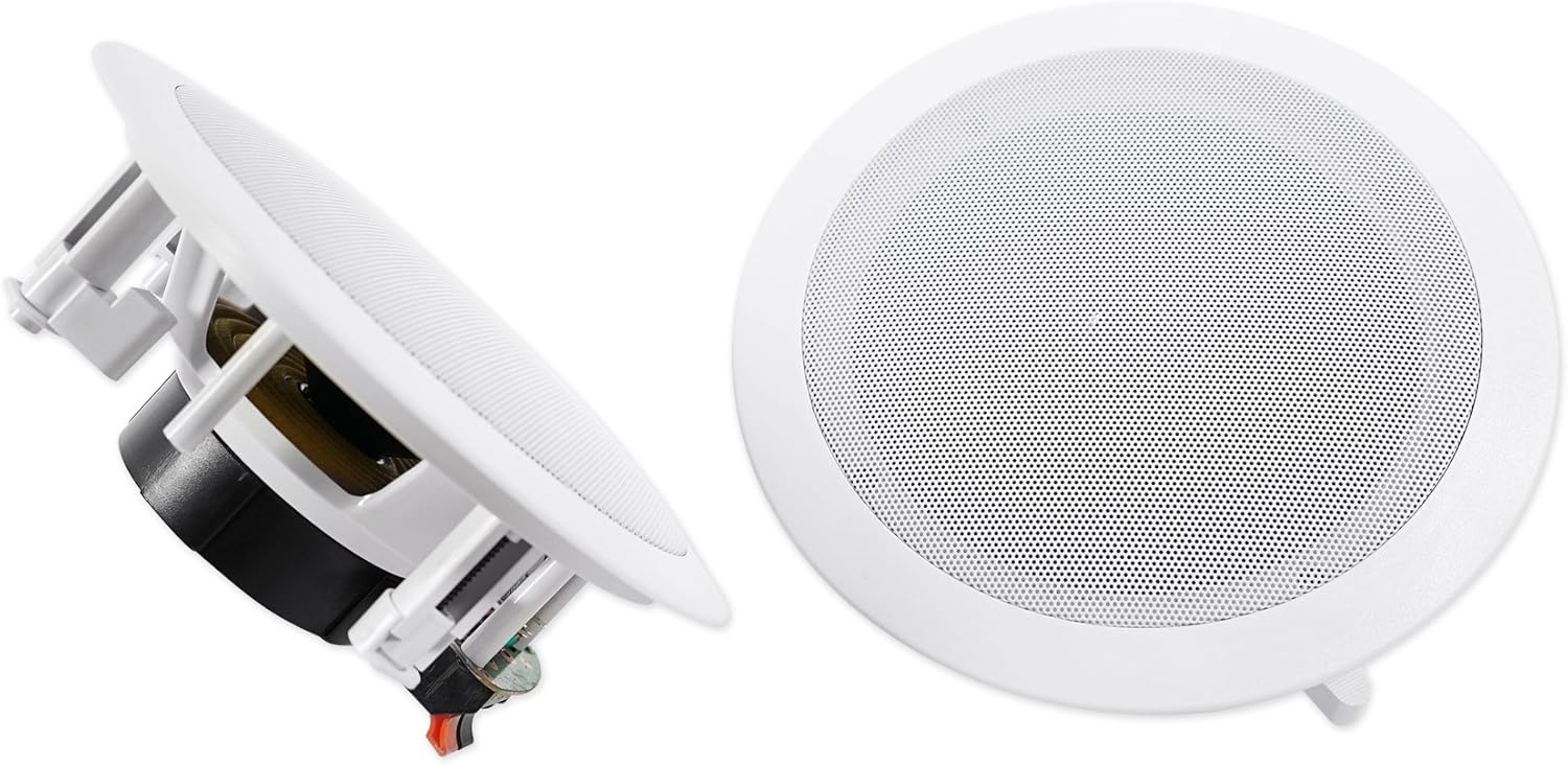 Rockville HC655 6.5 in 500 Watt 2-Way in-Ceiling Home Theater Speakers 8 Ohm, Aim-able Swivel Tweeter, Paintable Grills, Clear Audio, for Home Theater and Multi-Room Audio, 5-Pairs