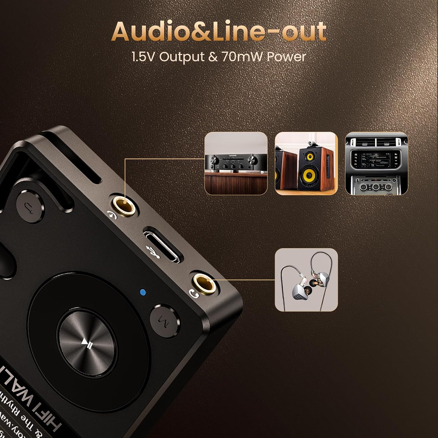 HIFI WALKER H2 Hi-Res Bluetooth MP3 Player with 64GB MicroSD Card, Portable Lossless Digital Audio Player with ESS DAC, DSD FLAC Support, USB DAC, Line Out, Physical Controls, Supports up to 512GB