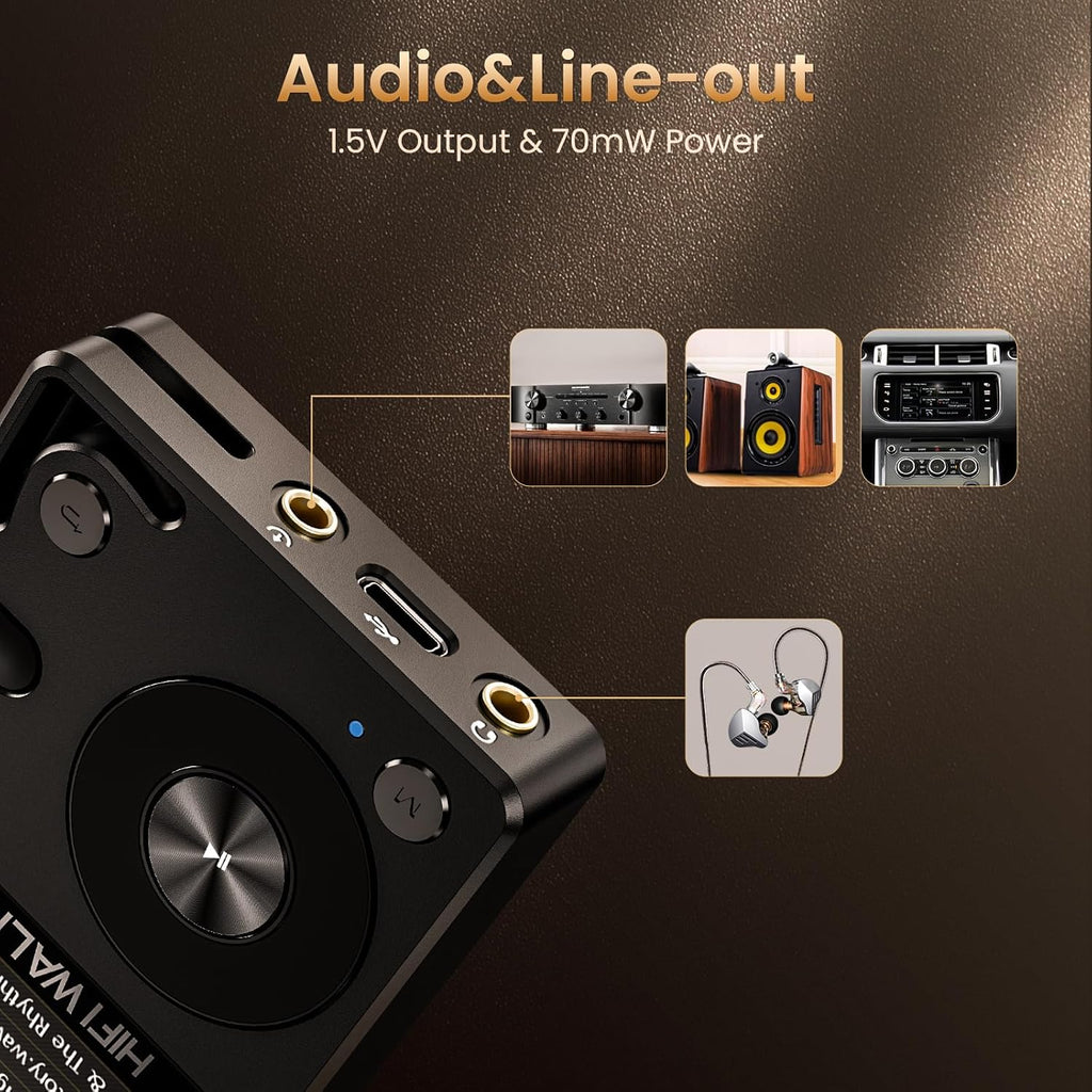 HIFI WALKER H2 HiFi MP3 Player with Bluetooth, Lossless DSD DAC FLAC, High Resolution Music Player, Portable Audio Player with 128GB Memory, Supports up to 512GB