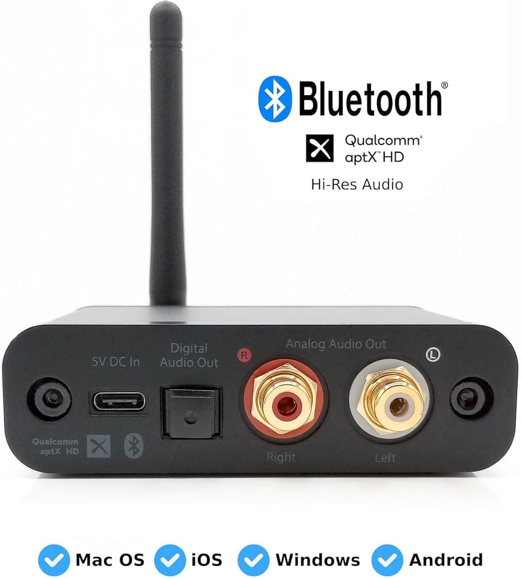 Audioengine 32 Bit Bluetooth Receiver for Home Stereo, Bluetooth 5.3 Adaptive, Optical and RCA Connections, Enhance Your Audio System Wireless Streaming