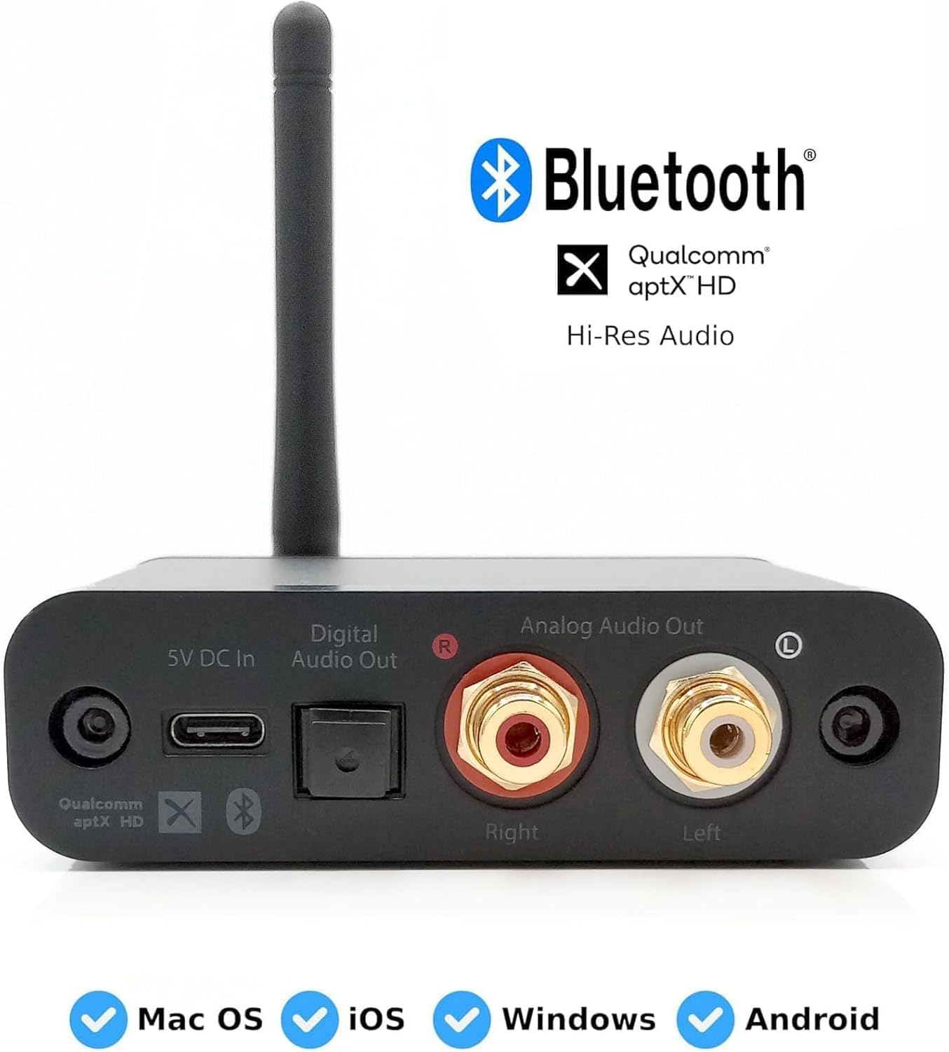 Audioengine 32 Bit Bluetooth Receiver for Home Stereo, Bluetooth 5.3 Adaptive, Optical and RCA Connections, Enhance Your Audio System Wireless Streaming