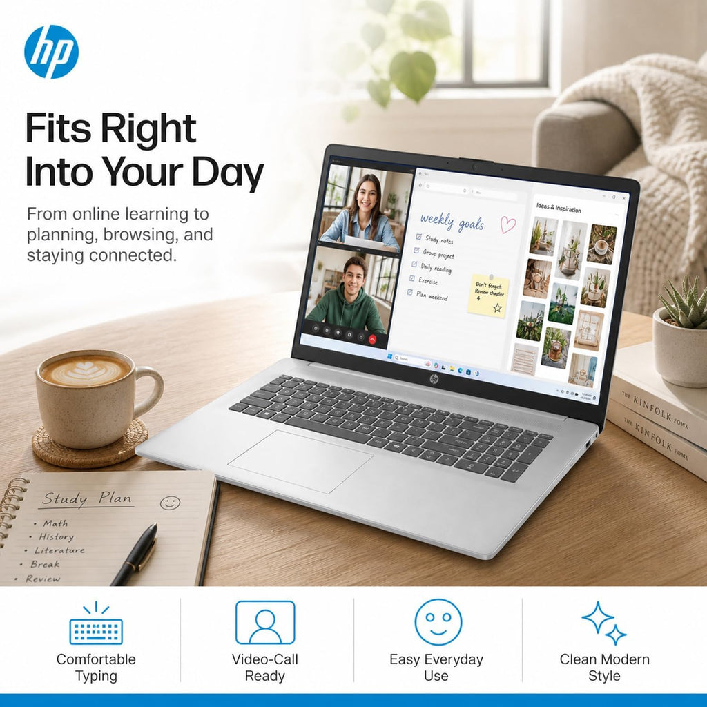 HP New Released 17.3" FHD Business Laptop(2026/2027Edition) with MS365 for Web, Powerful AMD Ryzen 5 7430U(Beats Core i7-1335U), 16GB RAM, 512GB PCIe, Ultra Quiet Design, Long Battery Life, Windows 11