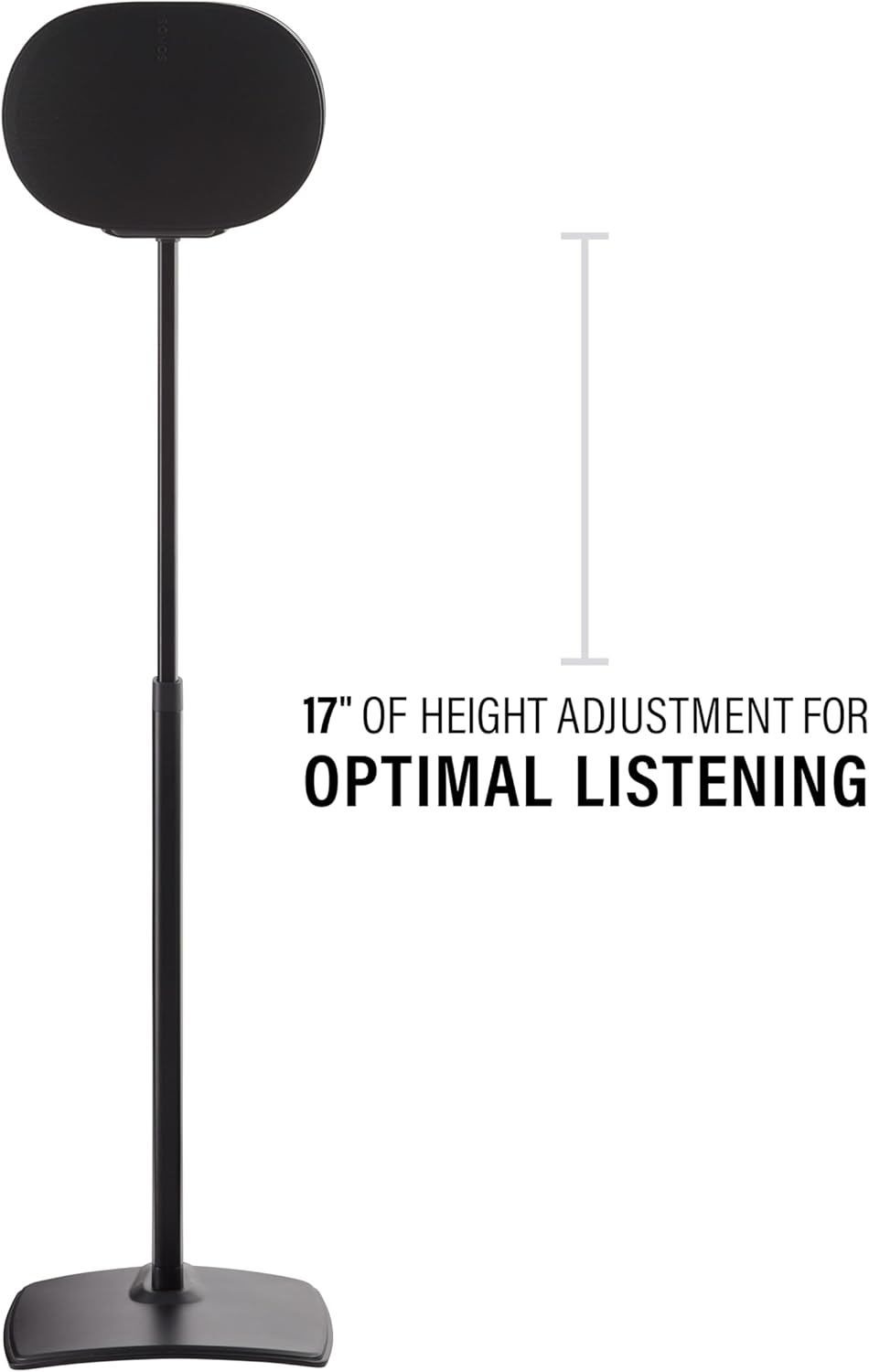 Sanus Height Adjustable Speaker Stands for Sonos Era 300™ - 17" Height Adjustment Sonos Stand Includes Carpet Spikes & Rubber Pads - Easy DIY Install Comes w/All Hardware - Black Pair