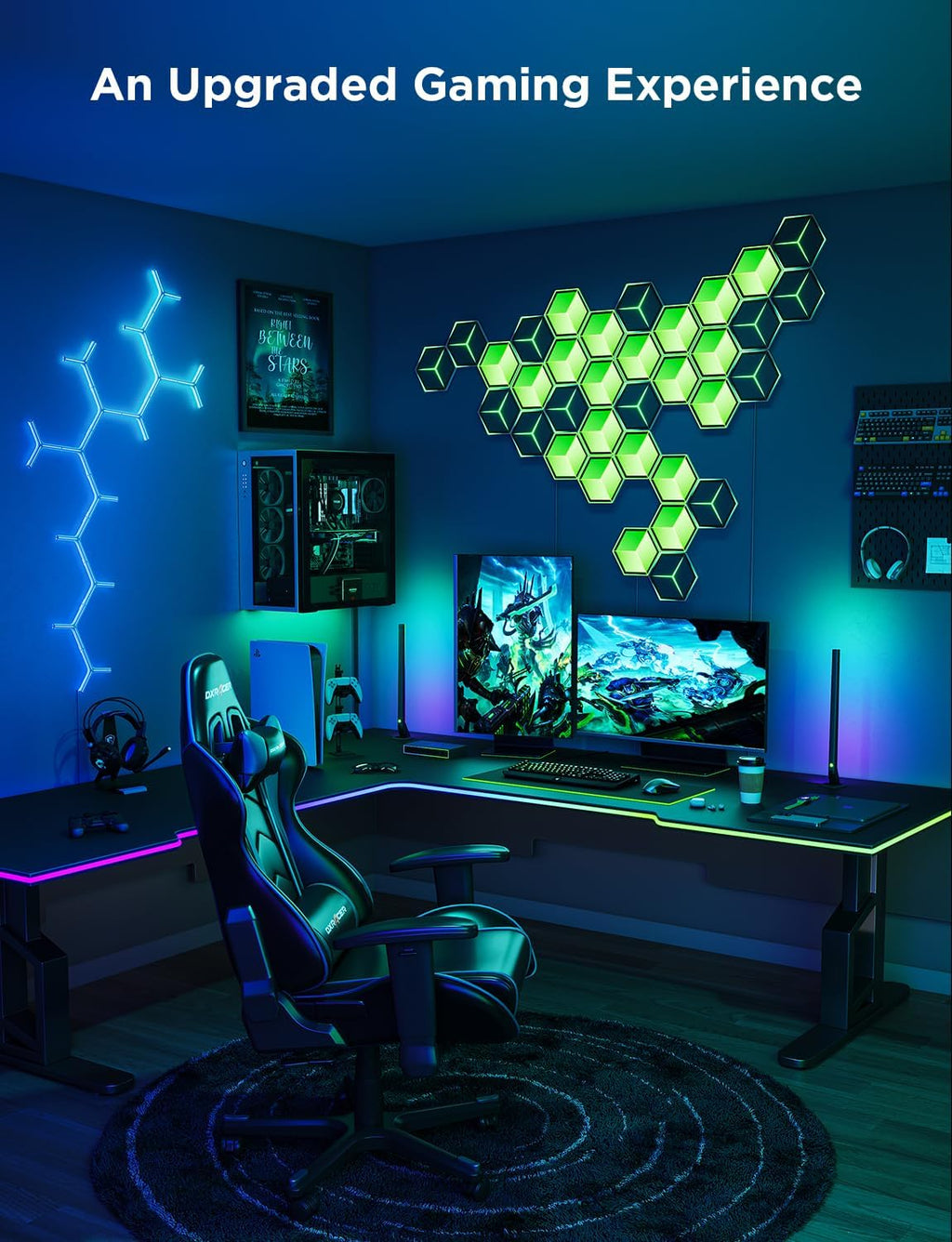 Govee Glide Hexagon Light Panels Ultra, RGBIC 3D Wall Lights with DIY Program, 60 Scenes and 129 Lamp Beads, Upgraded Gaming Light for Gaming Room, Compatible with Alexa, 10 Pack Meteor Gray