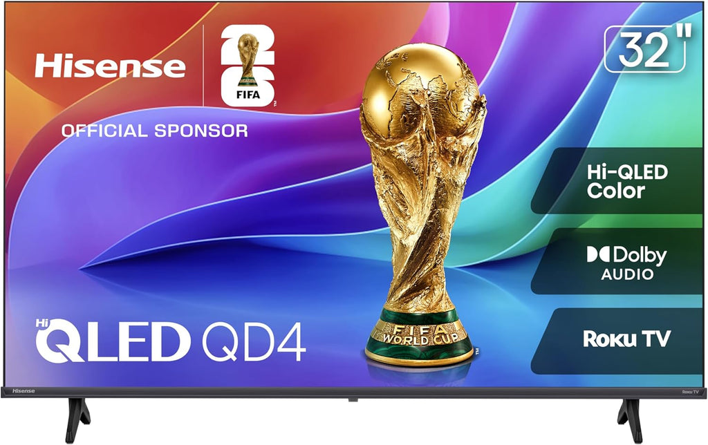 Hisense 32-Inch Class QD4SR Series Hi-QLED HD Smart Roku TV (32QD4HSR, 2026 Model) – Hi-QLED Color, Dolby Audio, Compatible with Alexa, Full Array LED, Slim Bezel Design