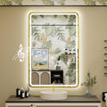 24x36 inch LED Bathroom Mirror with Bluetooth, Adjustable 3000K/4500K/6000K, Stepless Dimming, Anti-Fog, Gold Aluminum Frame Front & Backlit Lighted Wall Mounted Vanity Mirror