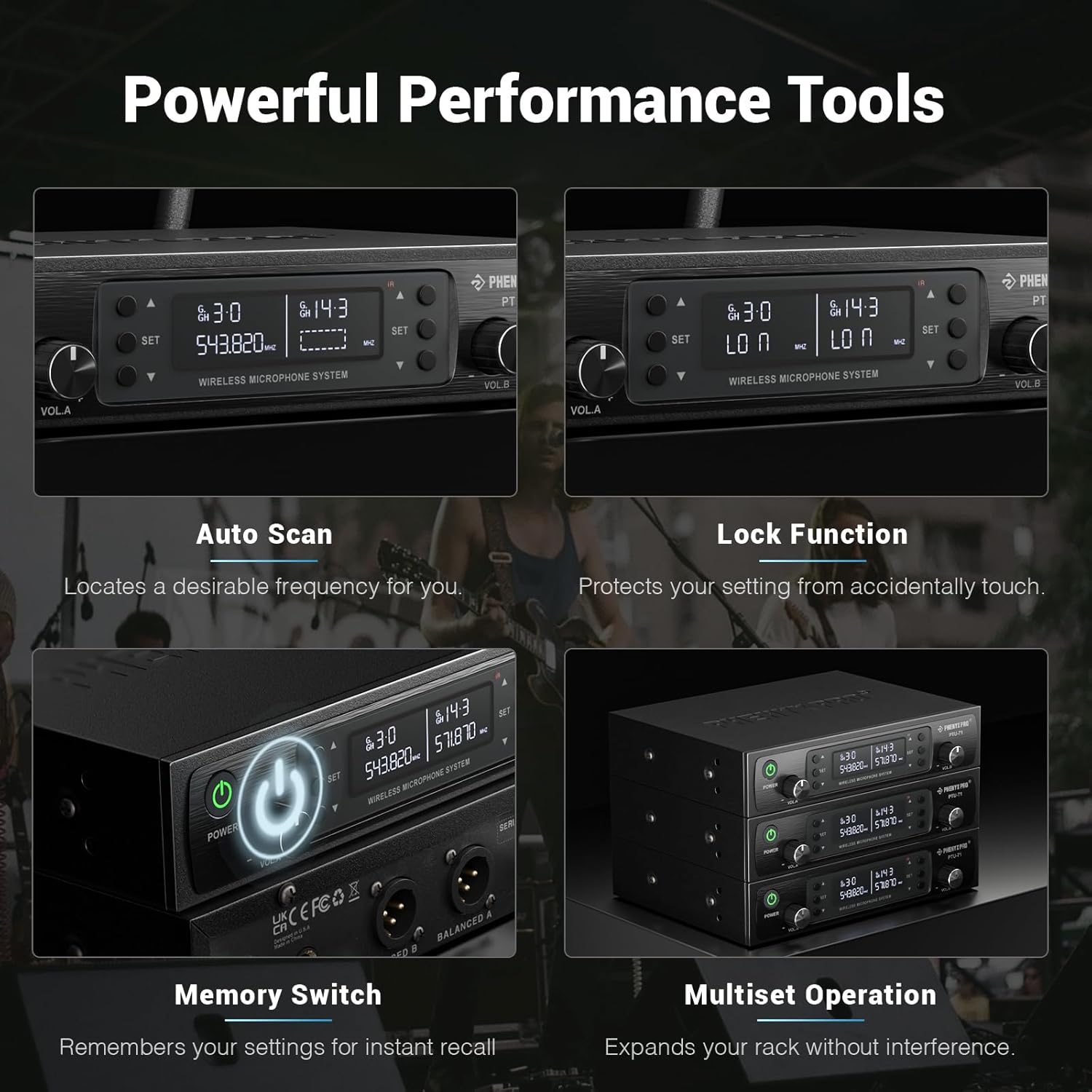 Phenyx Pro Dual UHF Wireless Microphone System .Auto-Scan Cordless Mic Set w/ 2x100 Frequencies, 2 Bodypacks & Headsets/Lapel Microphones for Speaking, Singing, Church, DJ (PTU-71-2B)