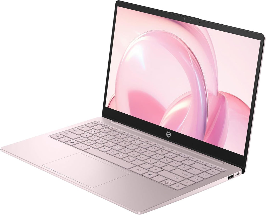HP 14" Business Laptop Computer, Microsoft Office 365 Included, 128GB Storage, 4GB RAM, 4-Core Intel Processor, Windows 11, SageNova Docking Station, Tranquil Pink