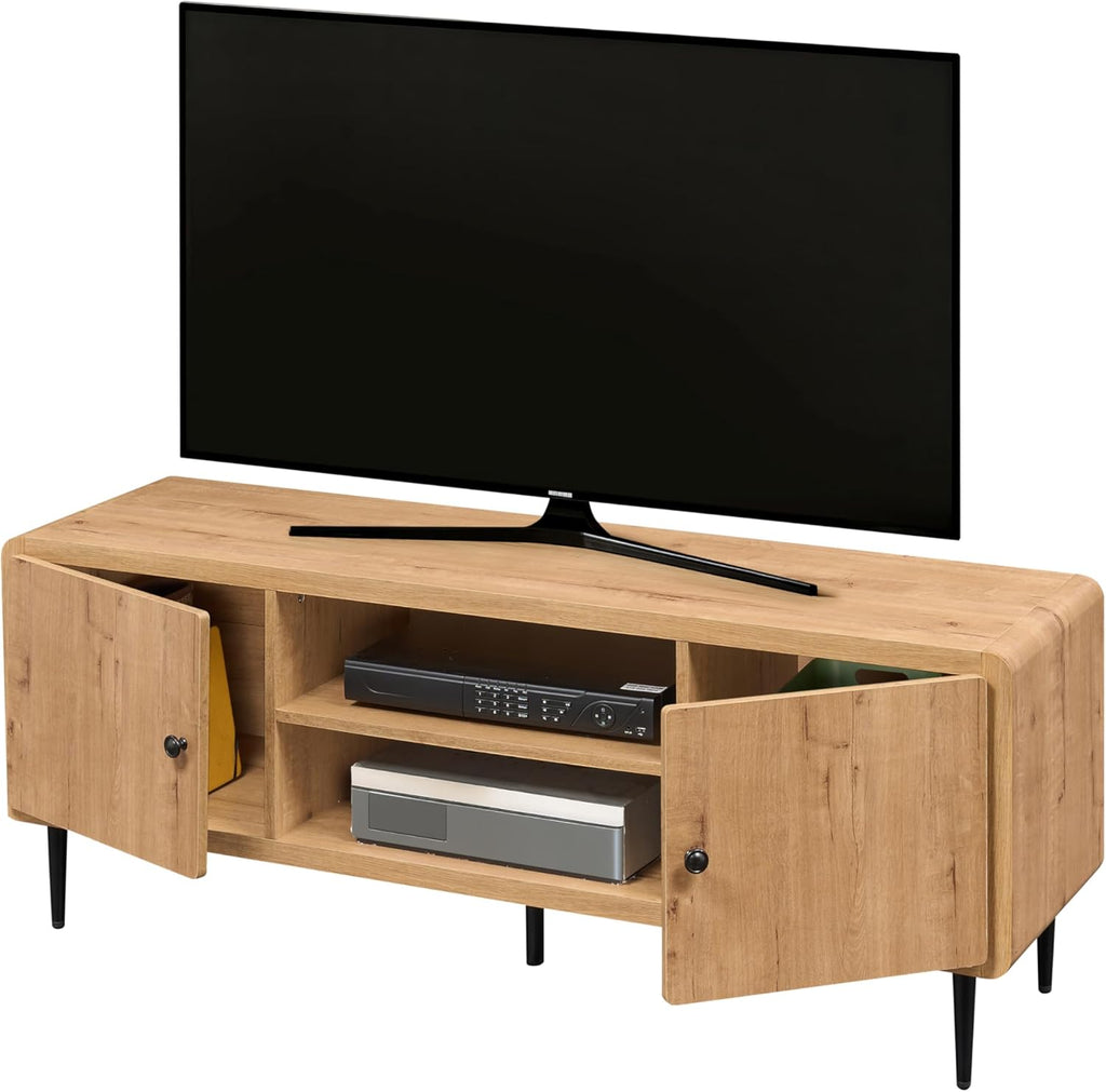 Techni Mobili Mid-Century Modern TV Stand with Storage Cabinets, Wooden Entertainment Center with Cable Management for Living Room, Fits TVs up to 60”