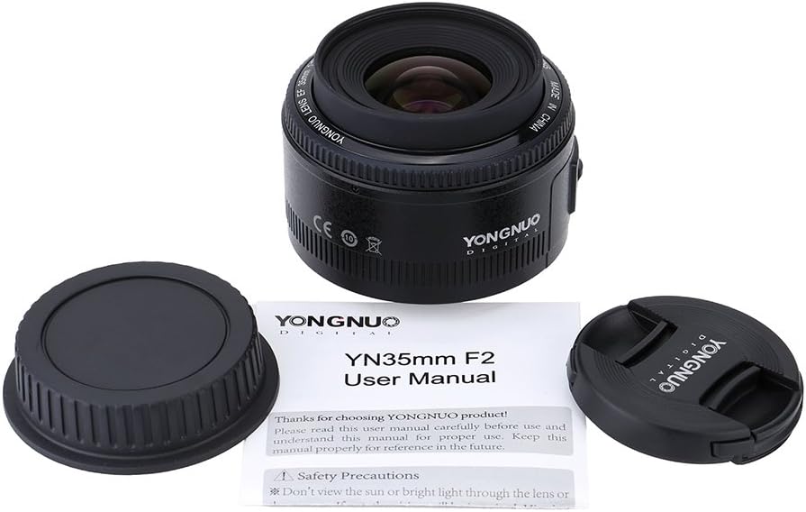 YONGNUO YN35mm F2 Lens 1:2 AF/MF Wide-Angle Fixed/Prime Auto Focus Lens for Canon EF Mount EOS Camera
