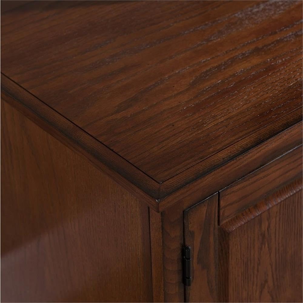 Leick Home 80360 Leaded Glass TV Stand For 65" TV's, Burnished Oak