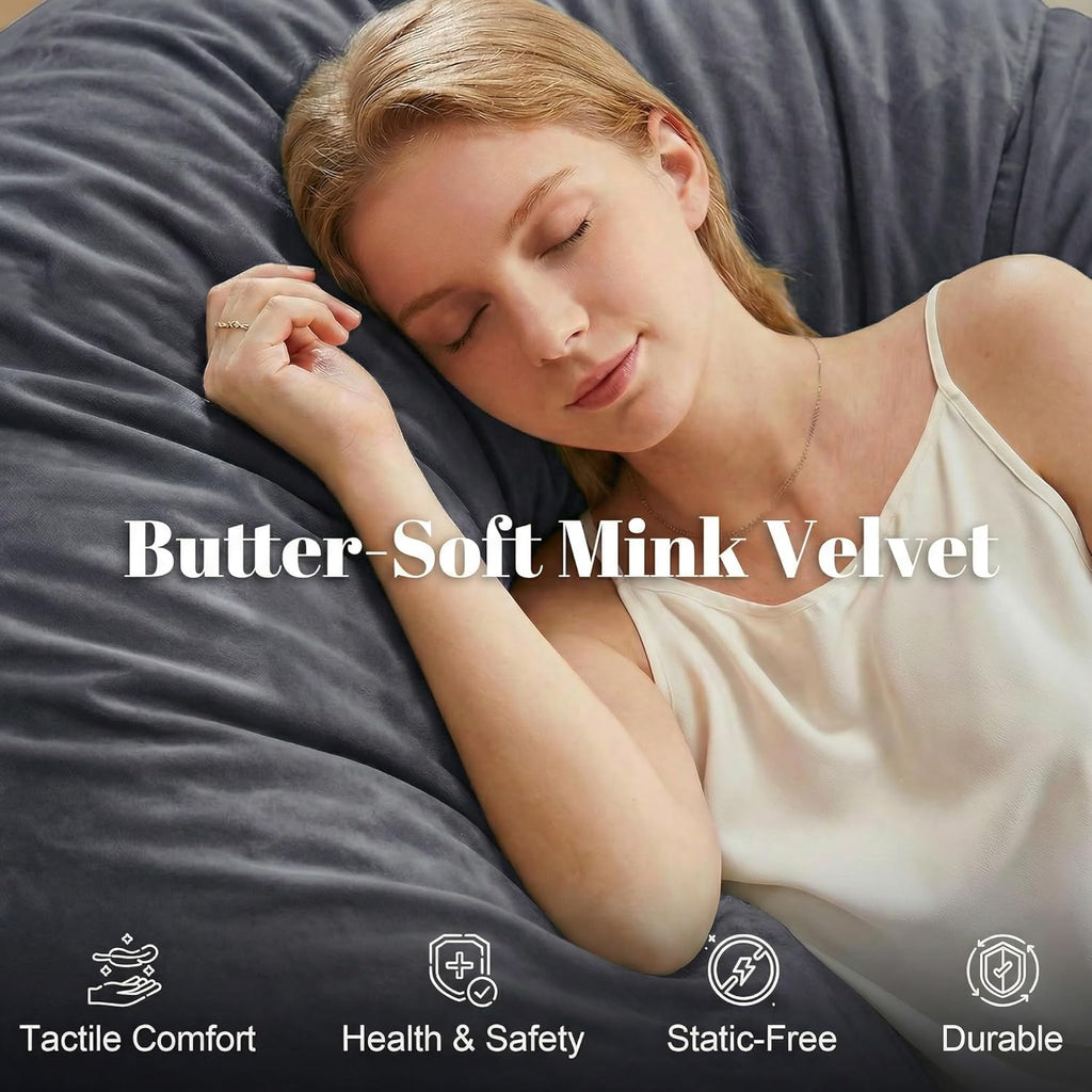 Codi Bean Bag Chair with Filler Included, 4 FT - Comfy Large Beanbag Chairs for Adults - Machine Washable and Soft Mink Bonded Cover - Charcoal Grey, 4ft