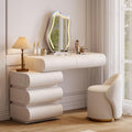 homary White Makeup Vanity Set with LED Mirror and Dressing Stool, Modern PU Leather Dressing Table with Drawers for Bedroom, Ideal for Women Girls (White)
