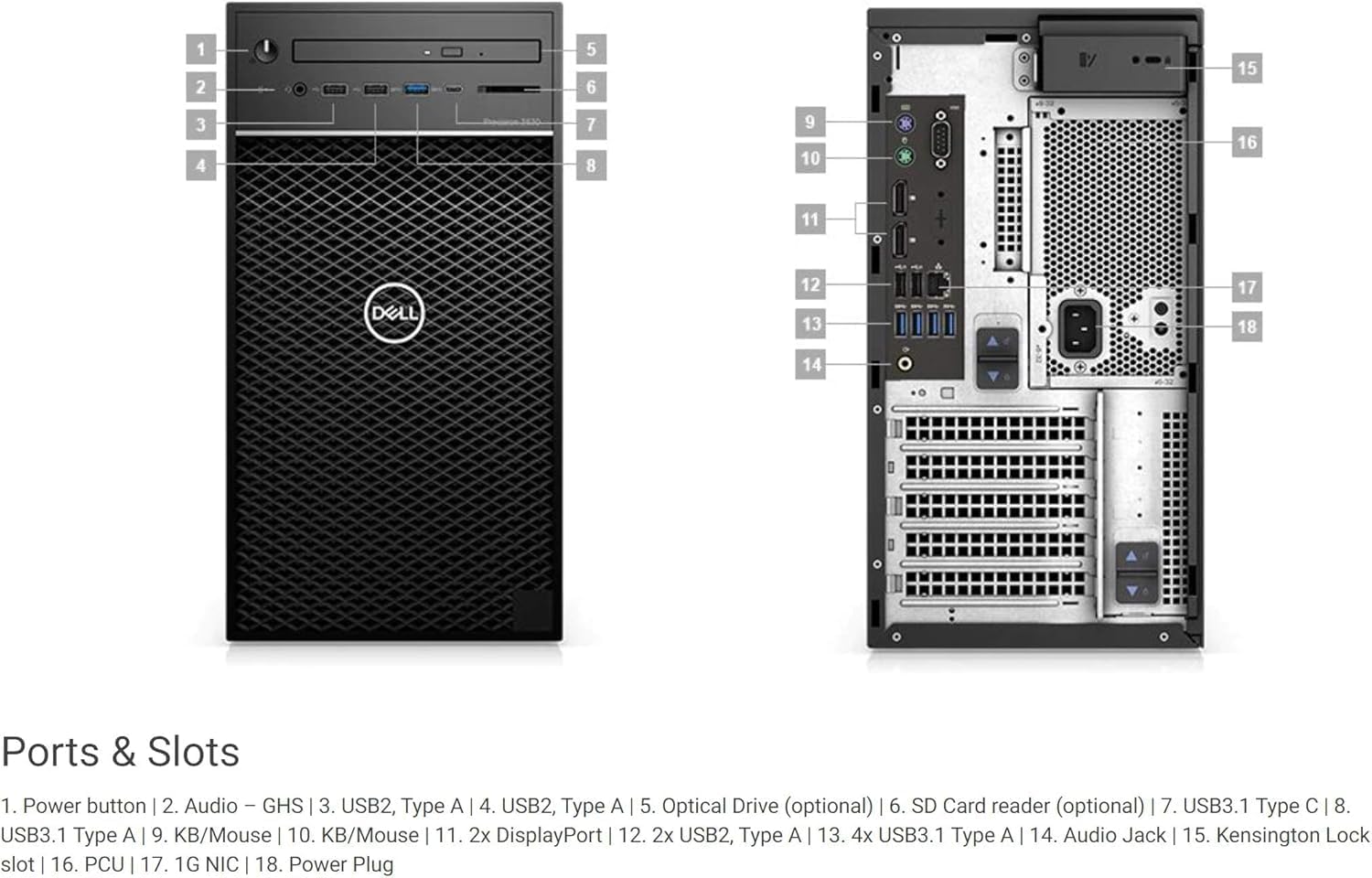 Dell Precision 3630 Tower Desktop Computer | Intel i7-8700 (3.4) | 32GB DDR4 RAM | 1TB SSD Solid State | Windows 11 Professional | Home or Office PC (Renewed)