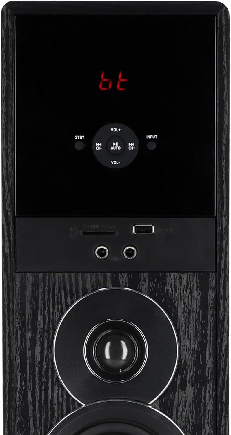 Rockville TM150B Powered Home Theater Tower Speaker System, Black, 1000W, 10" Subwoofers, Bluetooth, USB/SD Playback, FM Radio, Remote Control, Karaoke Ready, Perfect for Home Entertainment