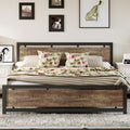 LIKIMIO King Bed Frame with Headboard and Footboard, Metal Strong Supports, Easy Assembly, Noise-Free, No Box Spring Needed, Walnut