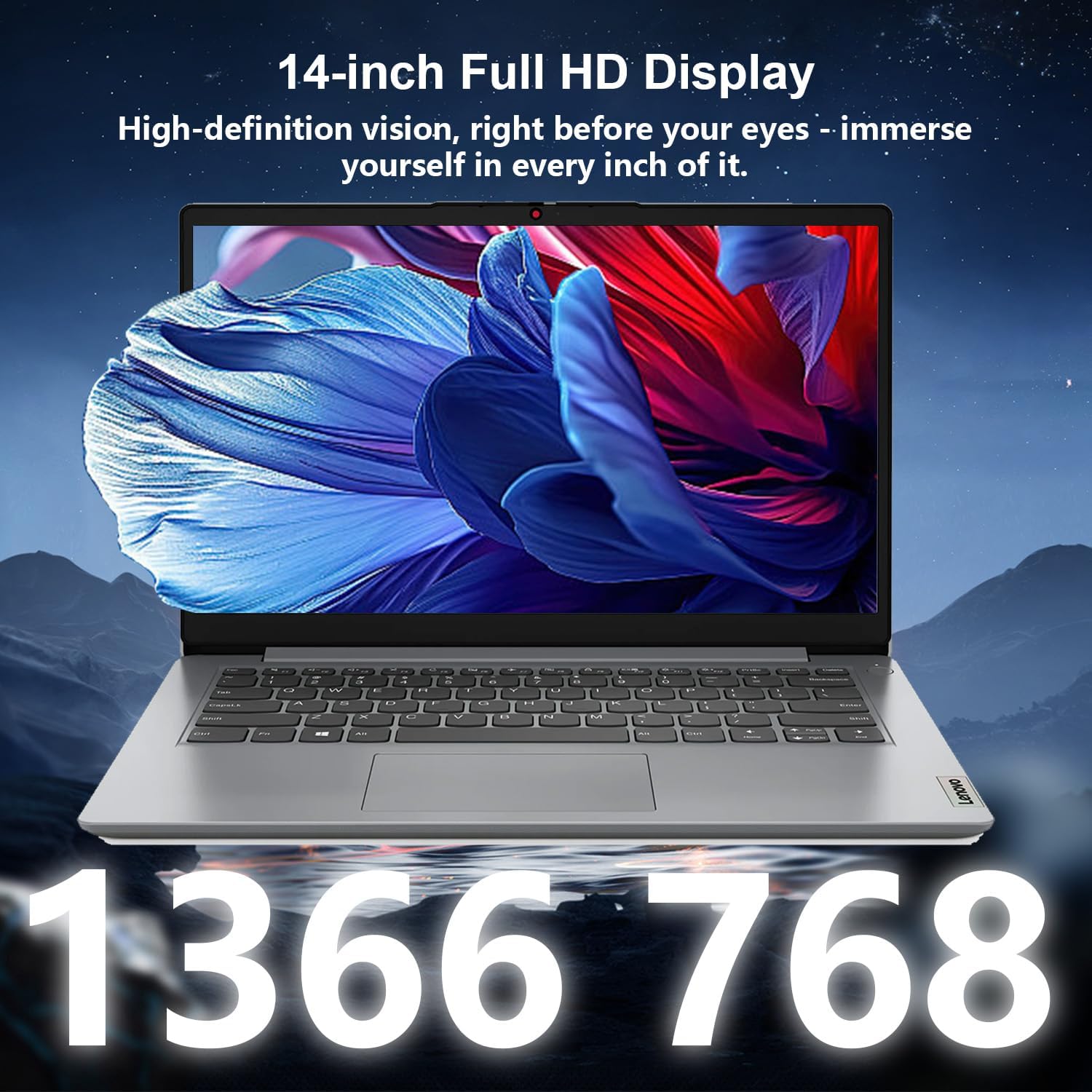 Lenovo IdeaPad 1 Everyday Laptop, 14" HD Display, 8GB RAM, 384GB Storage(128GB eMMC + 256GB PCIe), 1 Yr Office 365 Included, Intel Core Processor, Win 11 Home, Bundle with Thunderobot Wireless Mouse