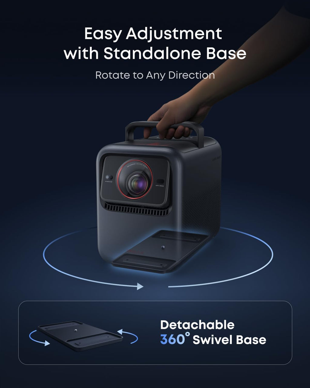 NEBULA Gimbal Stand for Projectors, 360° Rotation, Adjustable Height and Angle, Easy Setup, Projects onto Ceiling, Compatible X1, Cosmos 4K SE, Cosmos Laser 4K, for Backyard, Bedroom
