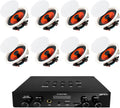 STUDIOFINIX 6.5 Inch Bluetooth 5.4 Ceiling Speakers with 4-Zone 8-Channel Amplifier,Independent Zone Volume Control for Home Theater, Studio,Multi-Room Audio System（8 Speakers）