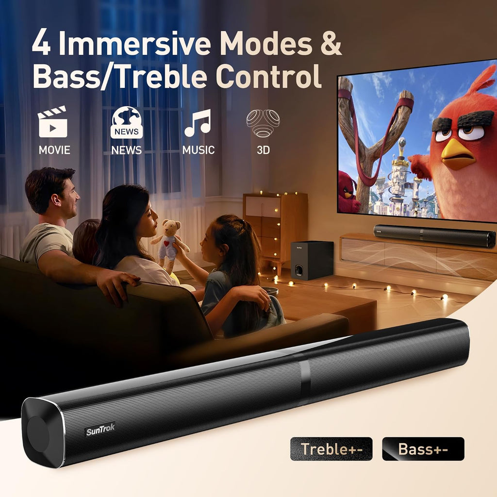Soundbar with Subwoofer for TV, Home Theater Bluetooth 5.3 Speaker System with 2 Wireless Karaoke Mics, Surround Sound Audio with HDMI ARC, Optical, AUX, USB for Movie, Music, Family Party(Peak 280W)
