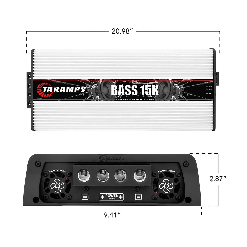 Taramps Bass 15k 1 Ohm 1 Channel 15000 Watts RMS, Mosfet Amplifier with EQ BASS, Gain Control, Class D, Monoblock Digital, Car Audio Amp, Great for Subwoofers
