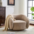 Christopher Knight Home Beckie Boucle Upholstered 360° Swivel Accent Chair, Living Room Barrel Swivel Chair with Wooden Base, Modern Club Chair with Rotation, Light Brown