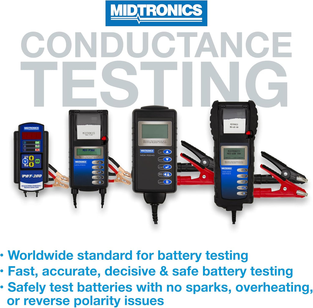 Midtronics - 12V Advanced Automotive Battery Diagnostic Tool Electrial System Tester, PBT-200 - 200-850 CCA Battery Load Tester Cranking and Charging System - Conductance Testing-Service Diagnostics