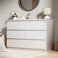 Jocoevol Modern White 7 Drawer Dresser for Bedroom, Simply Chest of Drawers, Wood Storage Dresser with Deep Drawers for Living Room Hallway Entryway, White