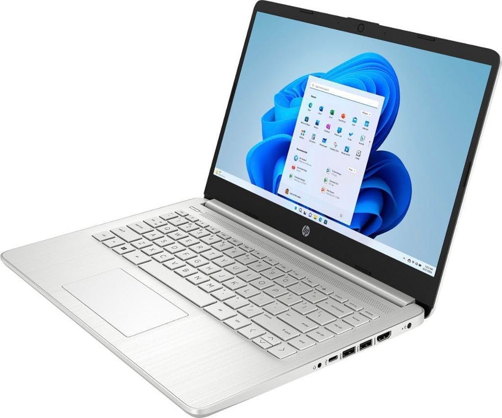 HP 14-dq0760dx 14 Inch HD Laptop Intel Celeron N4120 4GB DDR4 RAM 128GB eMMC Intel UHD Graphics Windows 11 Home in S Mode USB Type-C HDMI Ports, Natural Silver 9R334UA (Renewed)