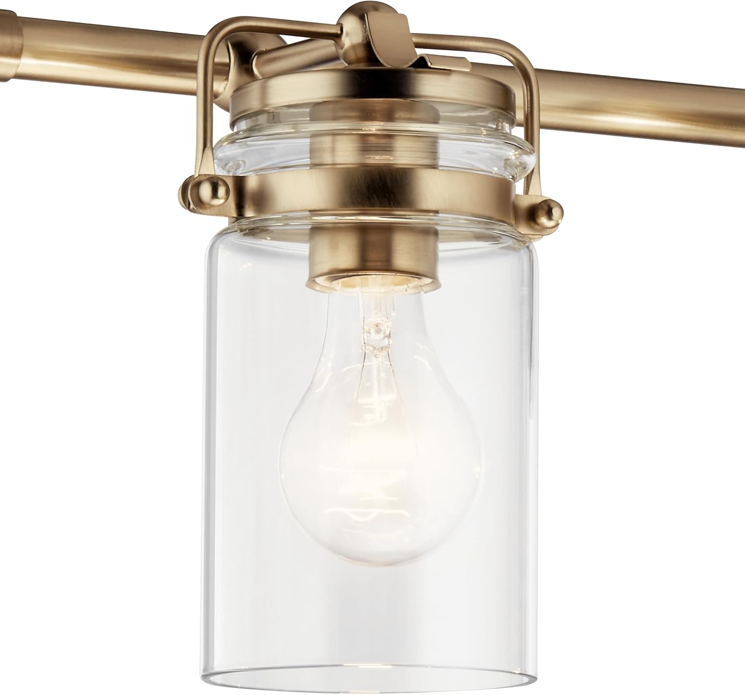 Kichler Brinley 4-Light Bathroom Vanity Light Fixture with Clear Glass in Champagne Bronze, Industrial Farmhouse Style for Mirror Lighting (32.5" x 10.25" x 6.75"), 45690CPZ