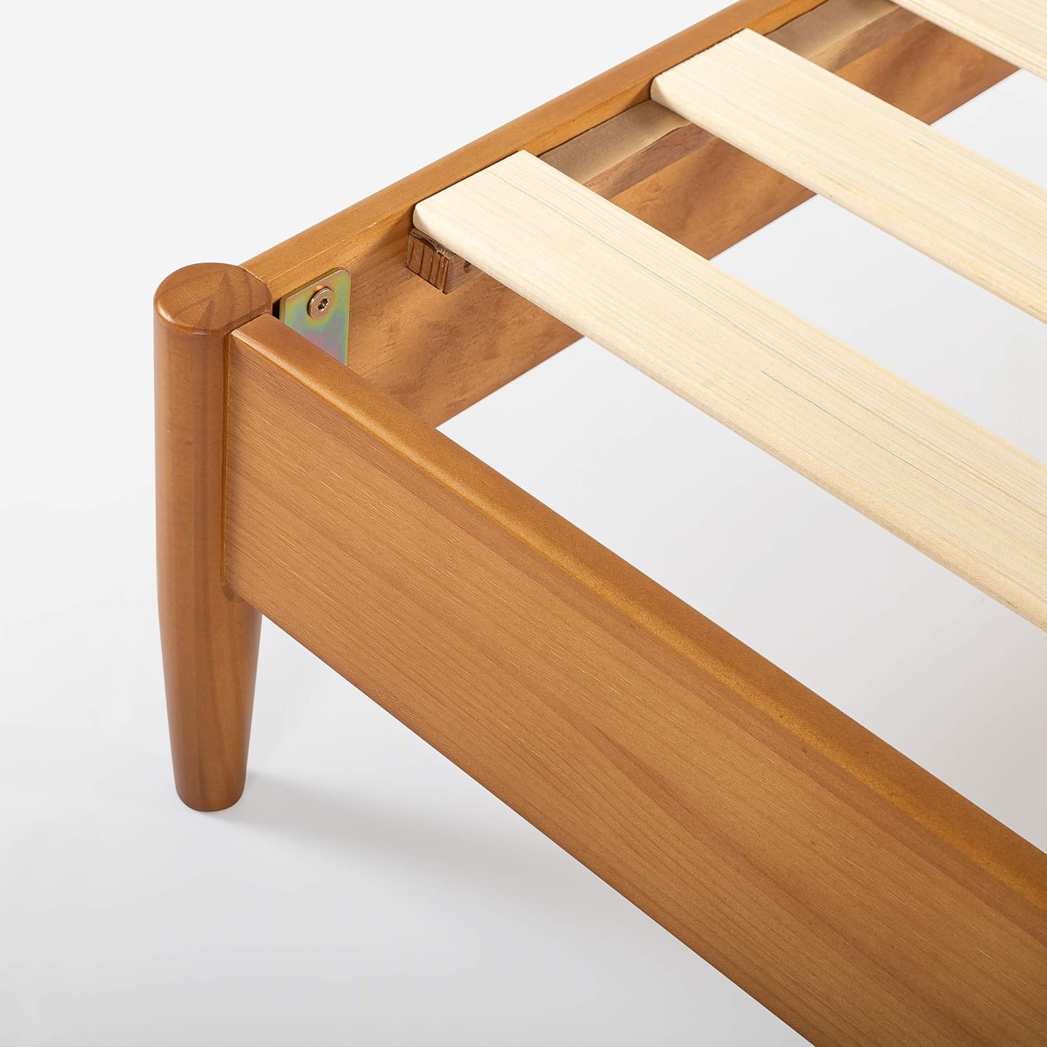 Zinus Allen Mid Century Wood Platform Bed Frame, Solid Wood Foundation, Wood Slat Support, No Box Spring Needed, Easy Assembly, Queen