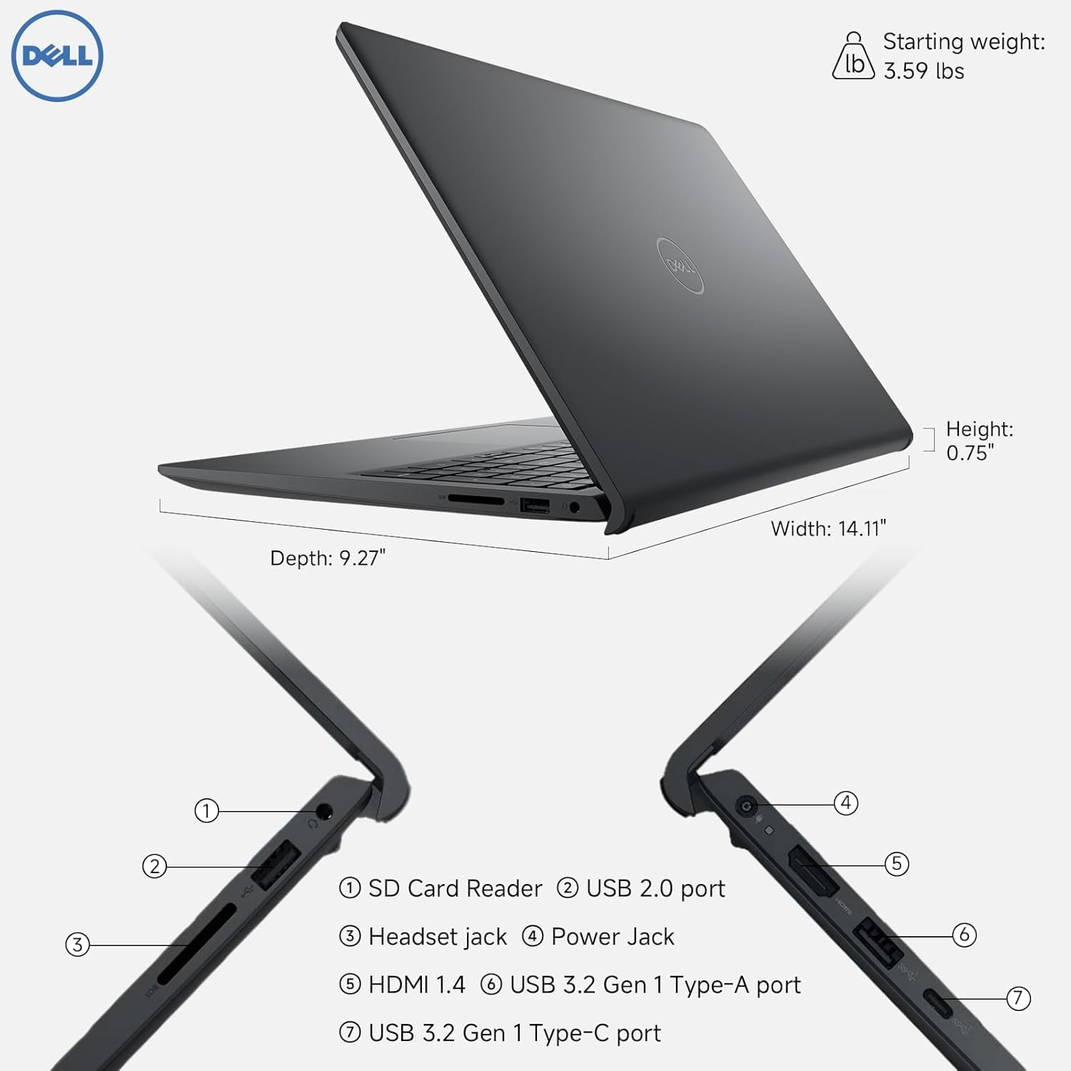 Dell 15 Touchscreen Laptop DC15250, 15.6-inch FHD Anti-Glare Display, Intel Core i7-1355U Processor, 16 GB RAM, 1 TB SSD, Intel UHD Graphics, Backlit Keyboard, Fingerprint Reader, Windows 11 Pro
