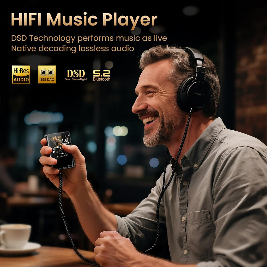 HIFI WALKER H2 Touch Hi-Res MP3 Player with Bluetooth, 2.4" HD Touchscreen, Lossless DSD FLAC Music Player, 64GB Memory Card Included, Supports up to 512GB