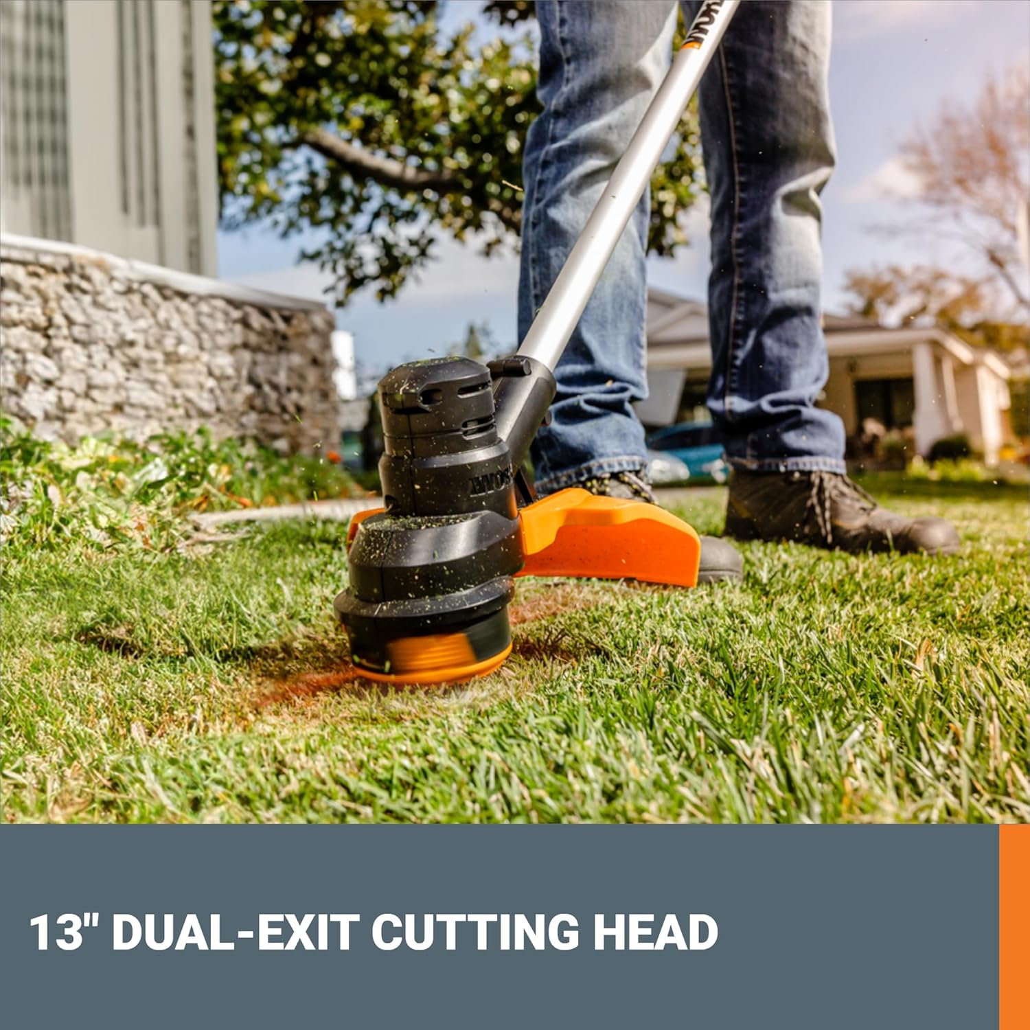 Worx Cordless String Trimmer, 13'' Electric Weed Wacker with Auto Feed, 40V Lightweight Weed Eater with Dual-exit Cutting Head, 2 Batteries & Charger Included, WG183