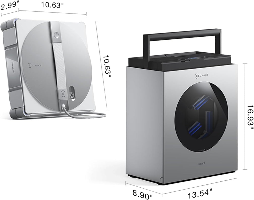 ECOVACS WINBOT W3 Omni Robot Window Cleaner with Auto-Clean & Multi-Functional Station, Win-SLAM 5.0 Smart Navigation, Intelligent Cleaning with Triple Spray System, 12-Level Protection
