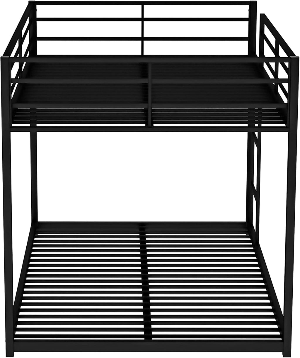 Bellemave Full Over Full Bunk Bed, Heavy Duty Metal Bunk BedFrame with Ladder and Guardrail for Kids, Adults, Cannot be Split, Black