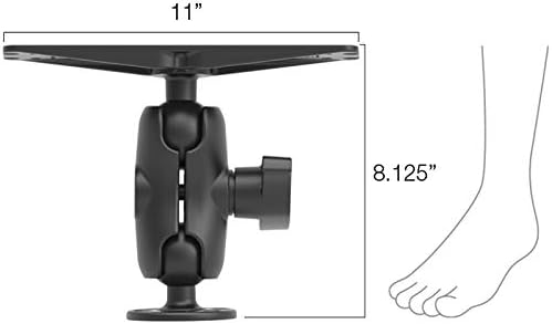 RAM Mounts Heavy-Duty Marine Electronics Mount, D Size 2.25" Ball with Short Arm, Drill-Down Mount for Fish Finders & Chartplotters, 11" x 3" Plate RAM-D-111U-C