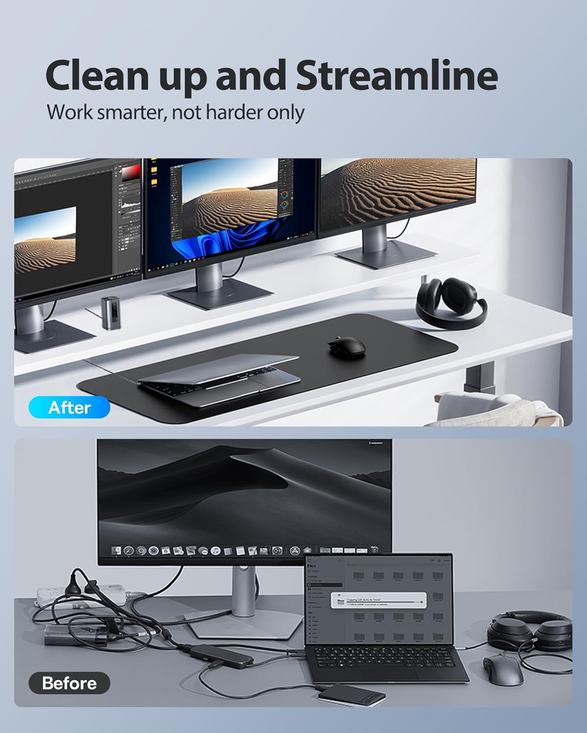 Baseus Spacemate Docking Station, 11-in-1 USB-C Dock for Windows Laptop, Triple Display with 4K HDMI & DP, 10Gbps USB-C & USB-A, Ethernet, Audio, 100W PD Charging for Dell HP Lenovo Acer and More