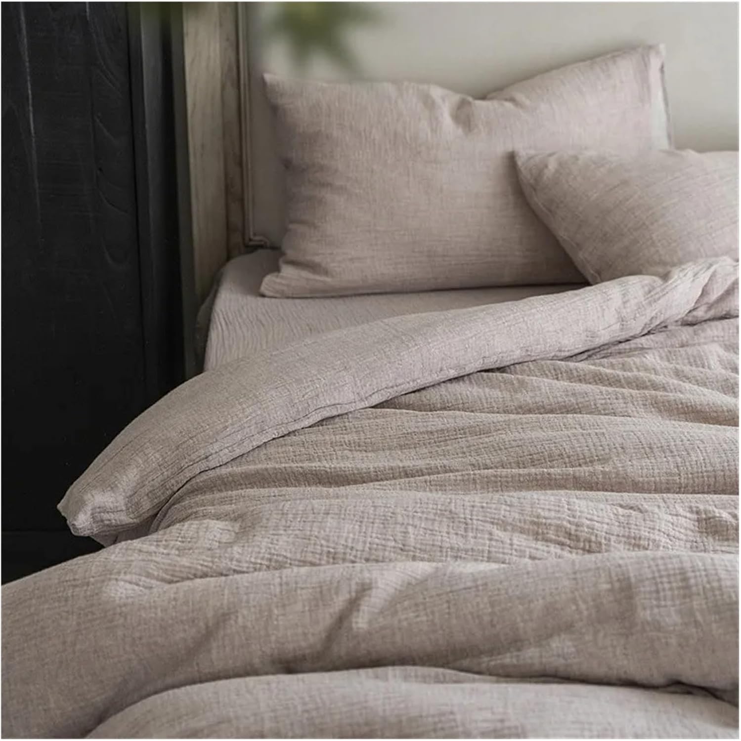 Natural Health Cotton and Linen Bedding Set Plain Color Super Soft Breathable Double Queen King Duvet Cover Bed Sheet Pillowcase,Bedding